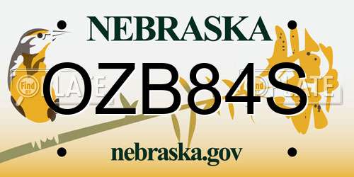 OZB84S Nebraska License Plate