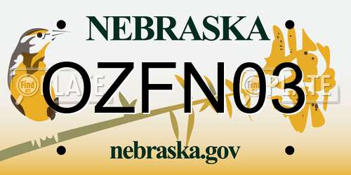 OZFN03 Nebraska License Plate