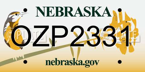 OZP2331 Nebraska License Plate