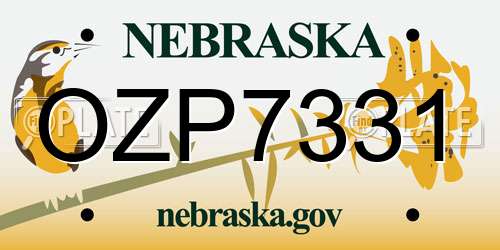 OZP7331 Nebraska License Plate