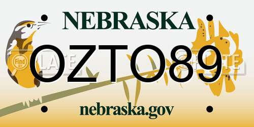 OZTO89 Nebraska License Plate