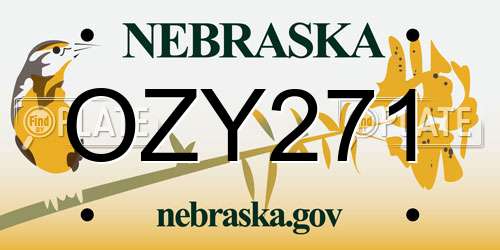 OZY271 Nebraska License Plate