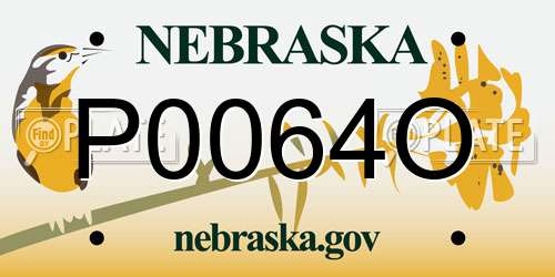 P0064O Nebraska License Plate