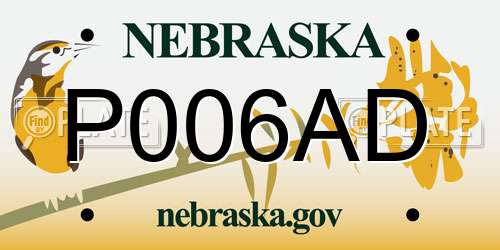 P006AD Nebraska License Plate