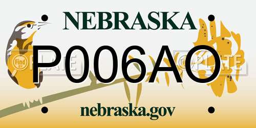 P006AO Nebraska License Plate