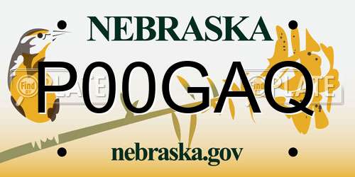 P00GAQ Nebraska License Plate