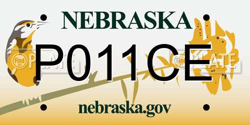 P011CE Nebraska License Plate