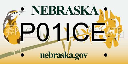 P01ICE Nebraska License Plate