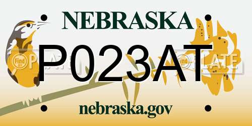 P023AT Nebraska License Plate