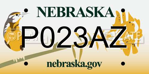 P023AZ Nebraska License Plate