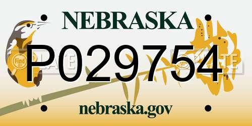P029754 Nebraska License Plate