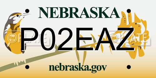 P02EAZ Nebraska License Plate
