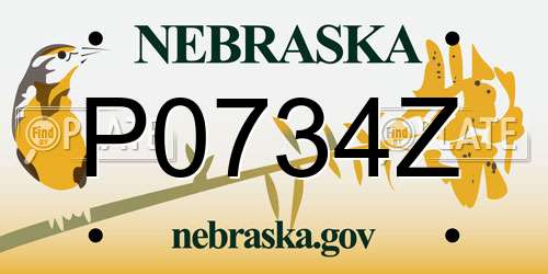 P0734Z Nebraska License Plate