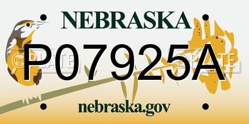 P07925A Nebraska License Plate
