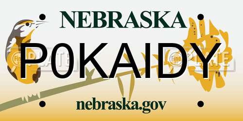 P0KAIDY Nebraska License Plate