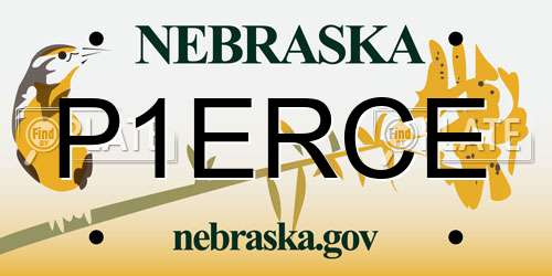 P1ERCE Nebraska License Plate