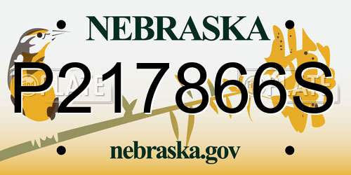 P217866S Nebraska License Plate