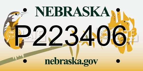 P223406 Nebraska License Plate