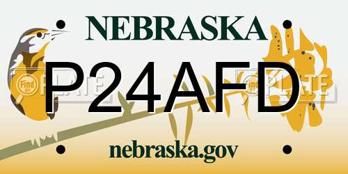 P24AFD Nebraska License Plate