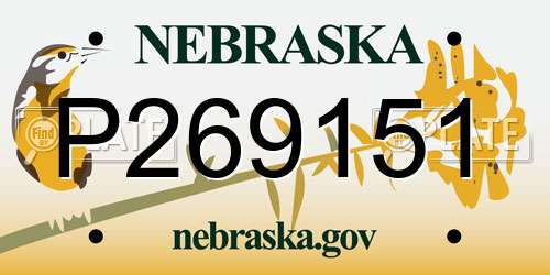 P269151 Nebraska License Plate