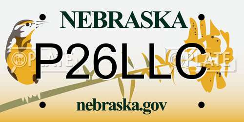 P26LLC Nebraska License Plate