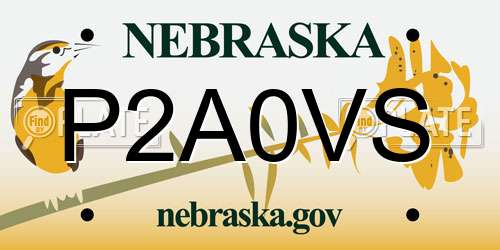 P2A0VS Nebraska License Plate