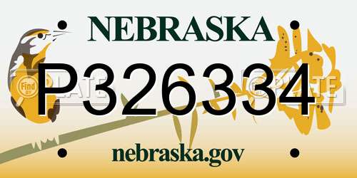 P326334 Nebraska License Plate