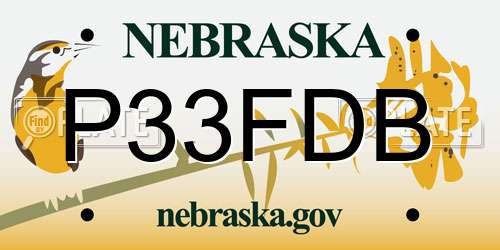 P33FDB Nebraska License Plate