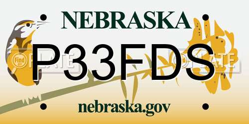 P33FDS Nebraska License Plate