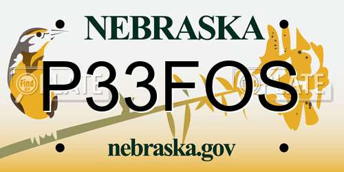P33FOS Nebraska License Plate