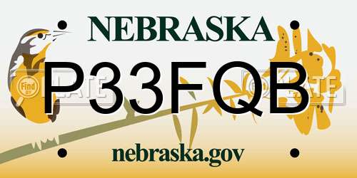 P33FQB Nebraska License Plate