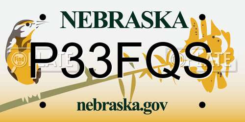 P33FQS Nebraska License Plate