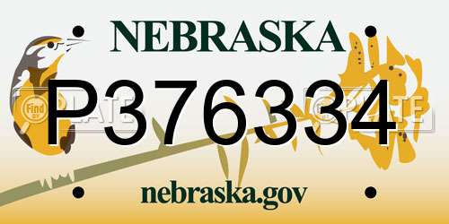 P376334 Nebraska License Plate