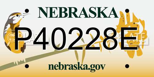 P40228E Nebraska License Plate