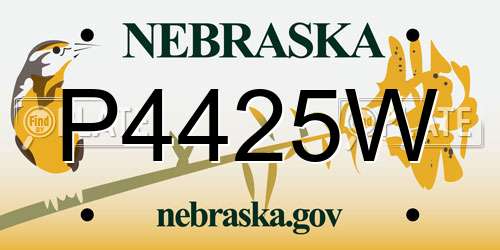 P4425W Nebraska License Plate