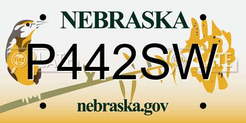 P442SW Nebraska License Plate