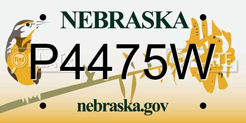 P4475W Nebraska License Plate