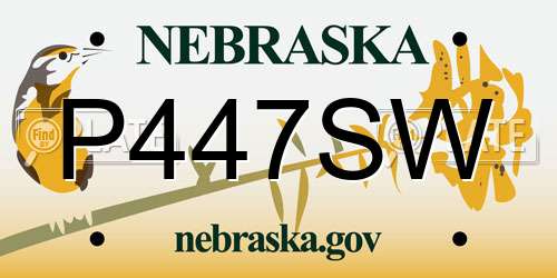 P447SW Nebraska License Plate