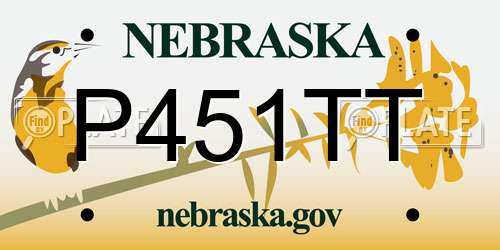 P451TT Nebraska License Plate