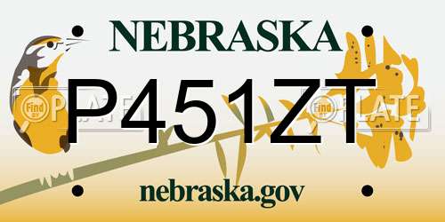 P451ZT Nebraska License Plate