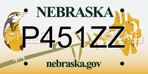 P451ZZ Nebraska License Plate