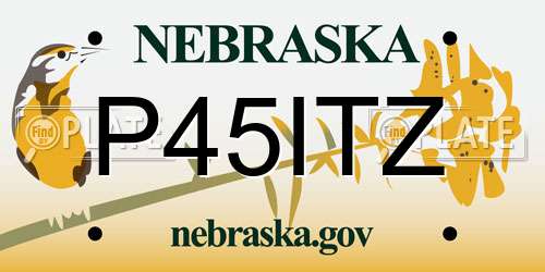 P45ITZ Nebraska License Plate