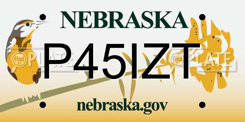 P45IZT Nebraska License Plate