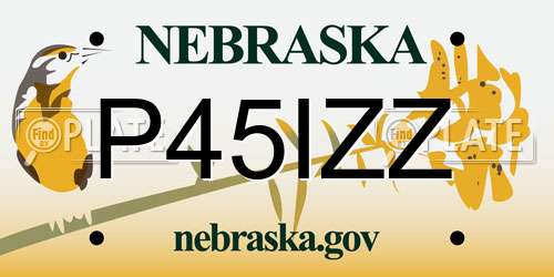 P45IZZ Nebraska License Plate