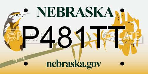 P481TT Nebraska License Plate