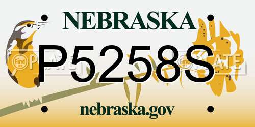 P5258S Nebraska License Plate