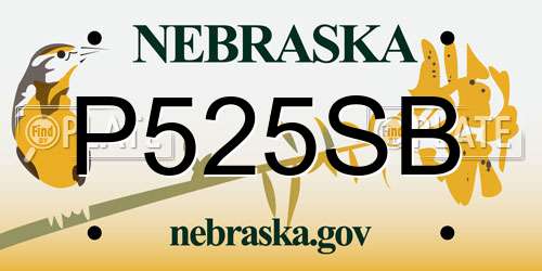 P525SB Nebraska License Plate