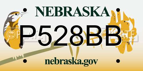 P528BB Nebraska License Plate