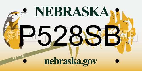 P528SB Nebraska License Plate