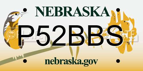 P52BBS Nebraska License Plate